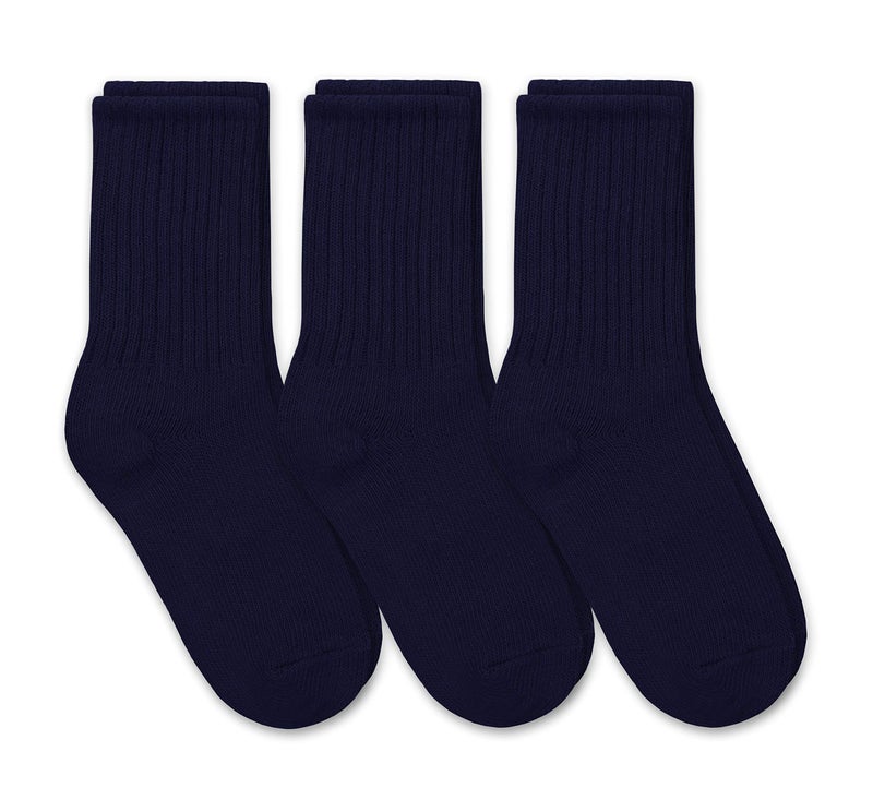 Jefferies Socks Boys' School Uniform Ribbed Crew Dress Socks 3 Pack, Navy, Medium